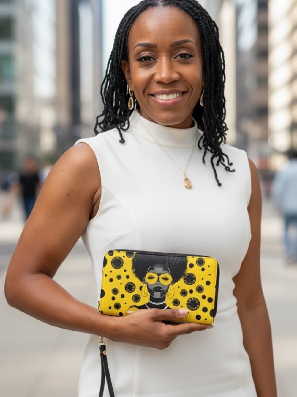 Afroyla "FAHARI" Marigold Pop Afirmation Wallet Yellow Vegan Leather